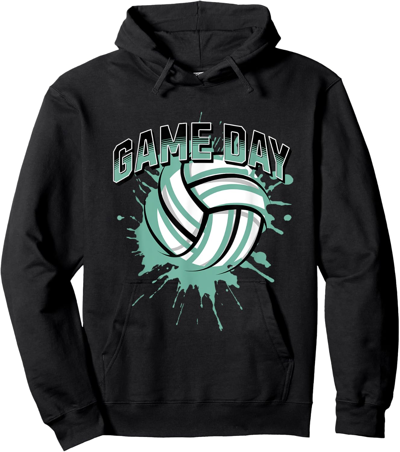 Volleyball Parents Team Game Day Teal Black & Gray Art Hoodie - Hoodie | Black