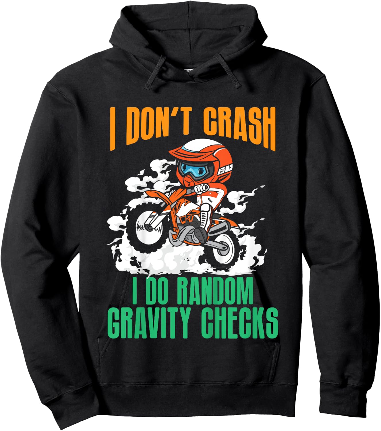 Kids Funny Gravity Check Dirt Bike Motocross Motorcycle Crash MX Hoodie - Hoodie | Black