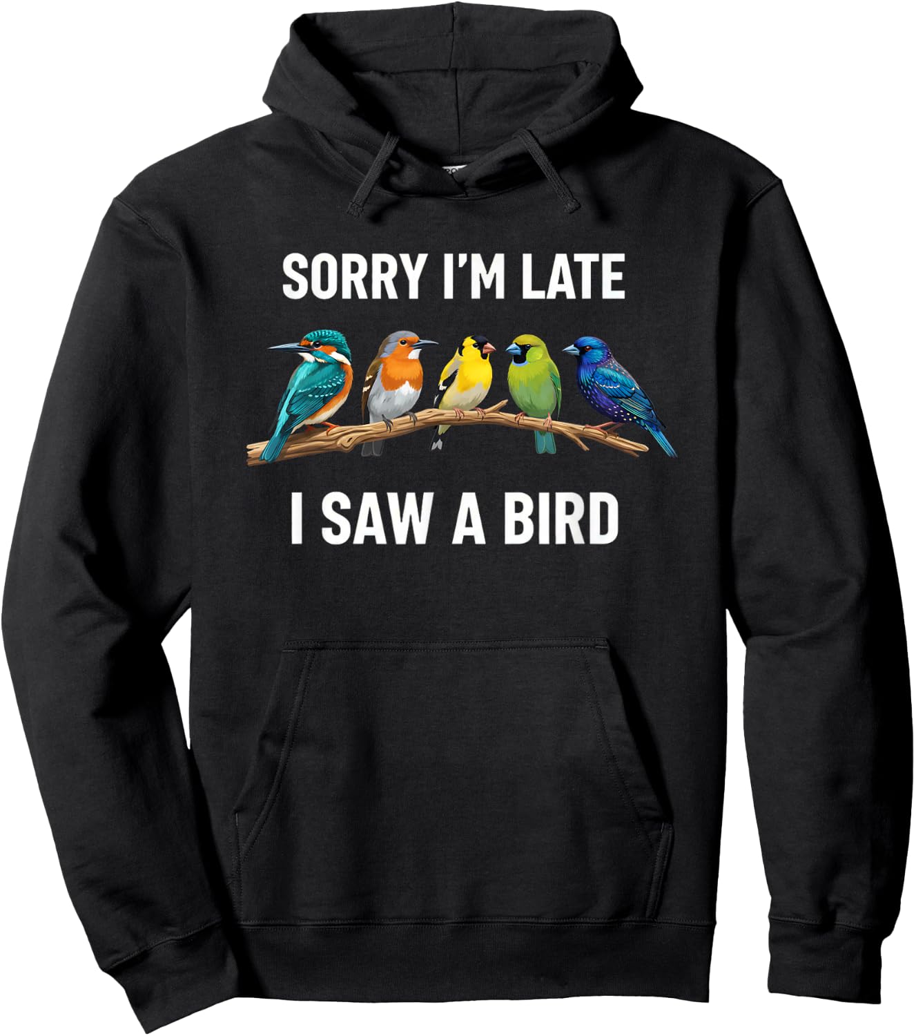 Sorry I'm Late I Saw A Bird Birding Birder Bird Watching Hoodie - Hoodie | Black
