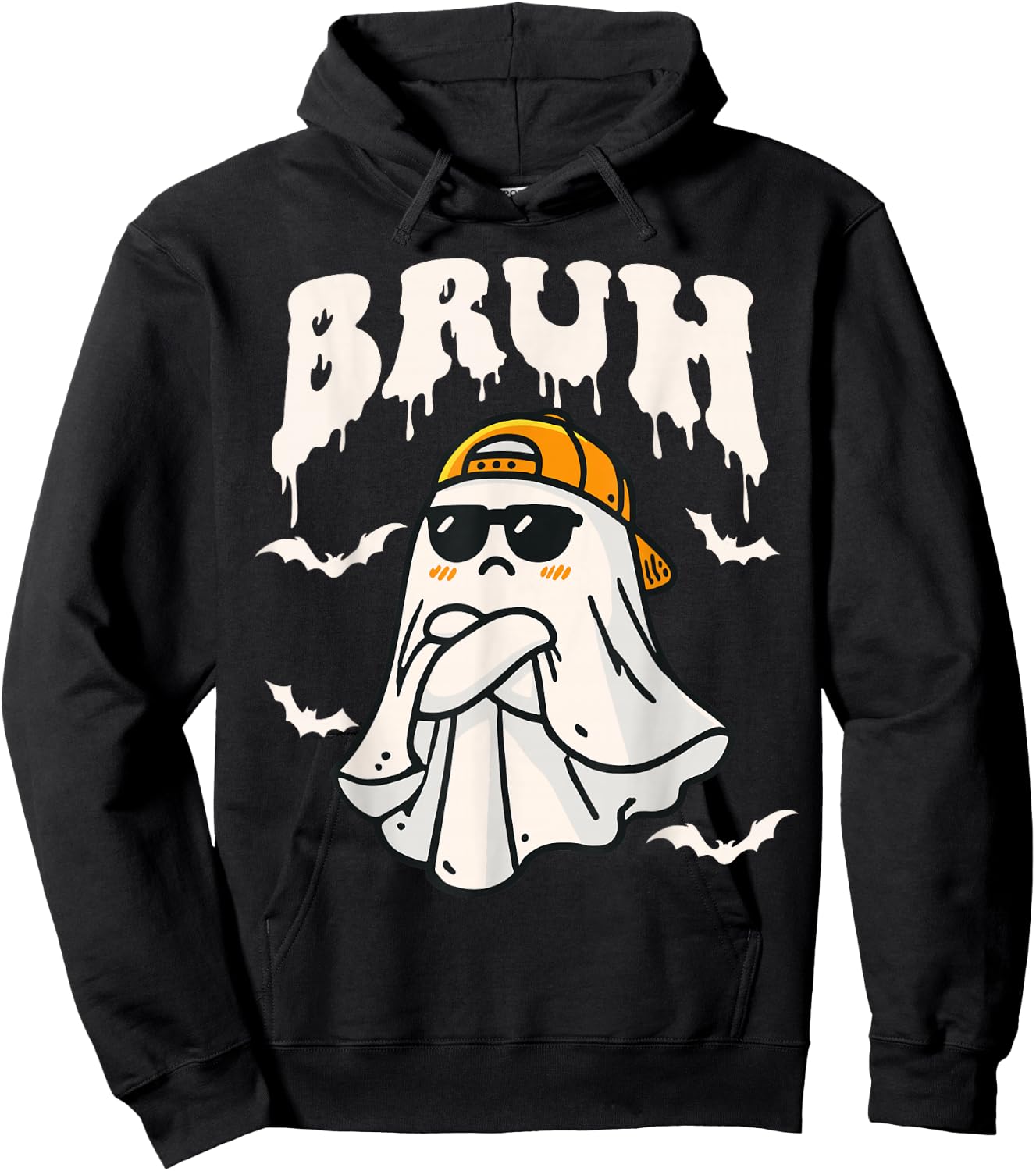 Halloween Bruh Cute Funny Ghost Boo Spirit Halloween Bruh Hoodie - Hoodie | Black