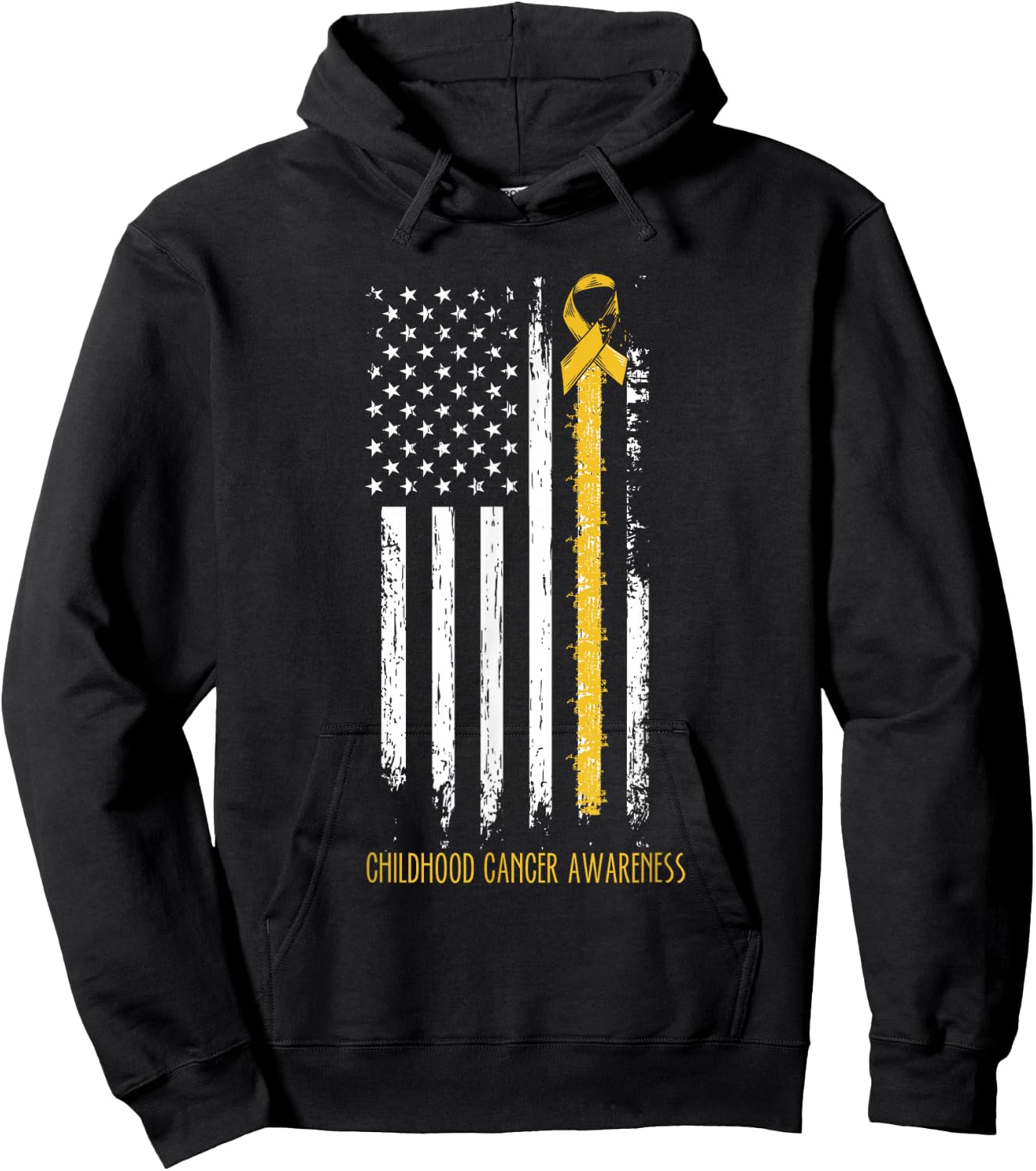Childhood cancer awareness ribbon in a flag Hoodie - Hoodie | Black
