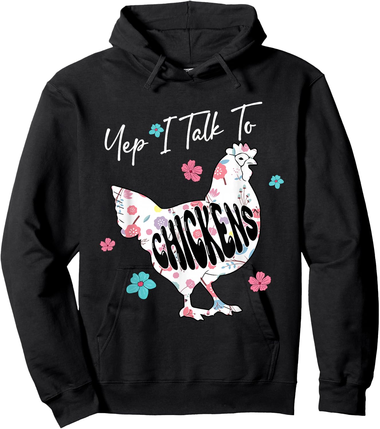 Yep I Talk To Chickens Floral Chicken Cute Shape Lover Kid Hoodie - Hoodie | Black