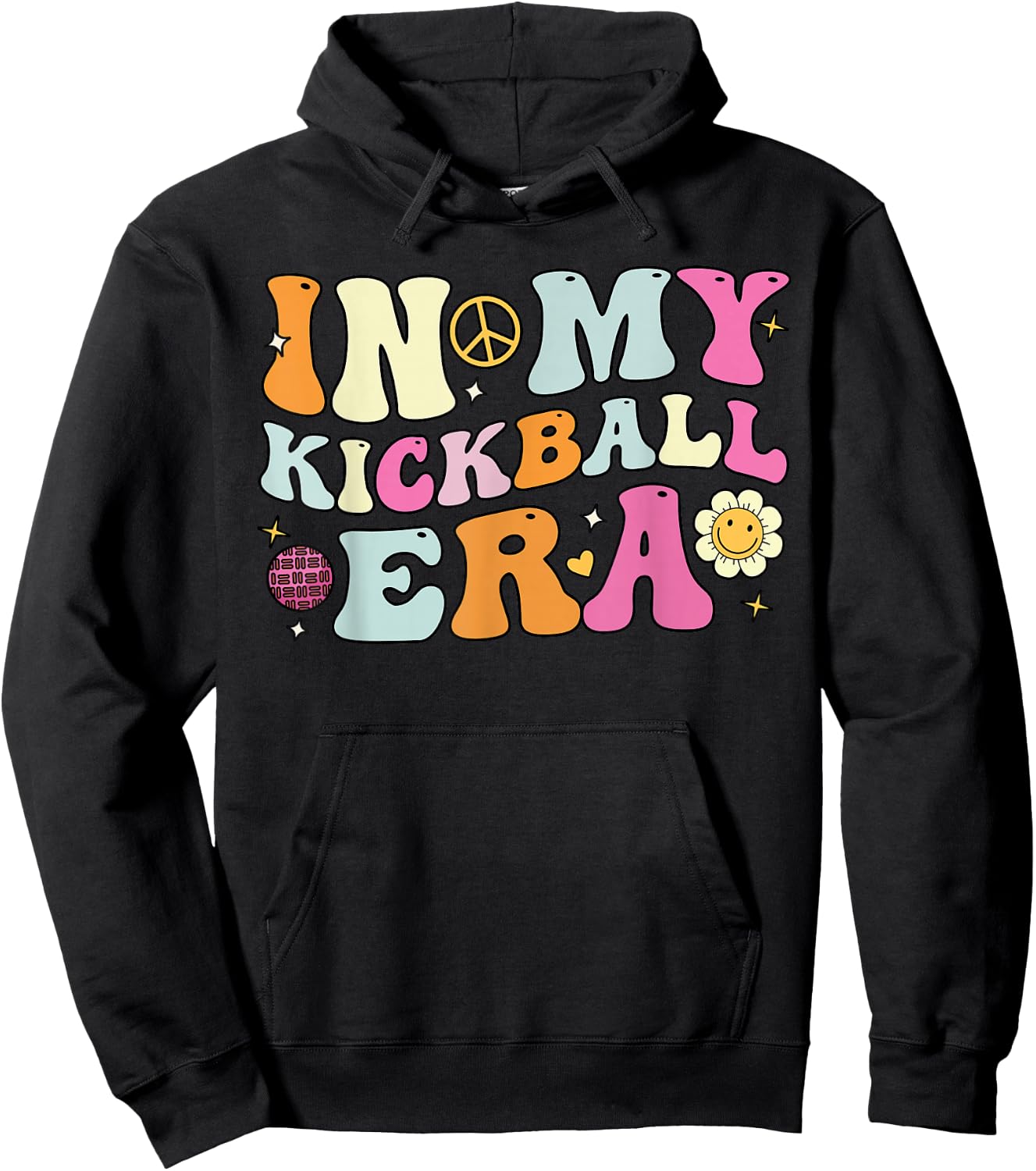 In My Kickball Era, Cute Groovy Kickball Players Hoodie - Hoodie | Black