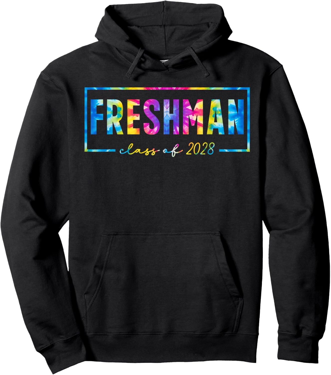 Minimal Tie Dye Freshman Class of 2028 9th Grade High School Hoodie - Hoodie | Black