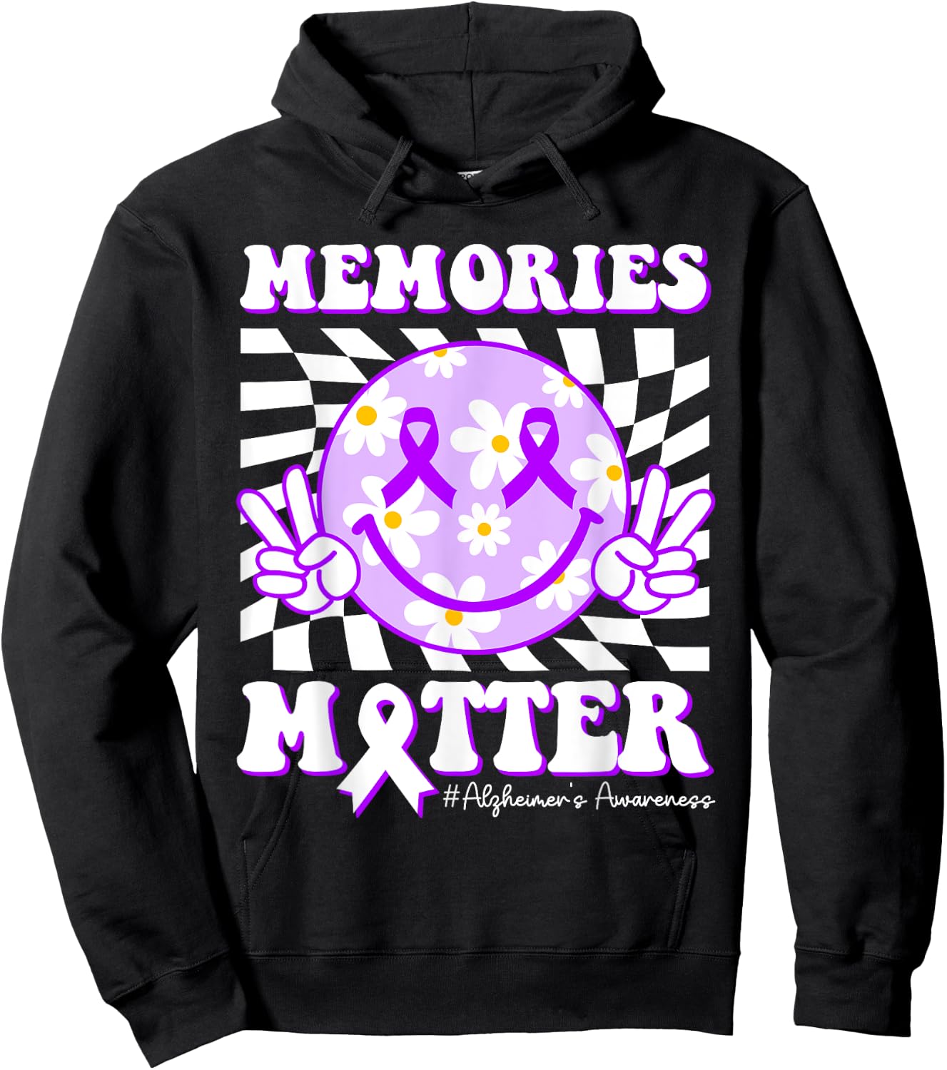 Groovy Memories Matter Dementia Alzheimers Awareness Purple Hoodie - Hoodie | Black