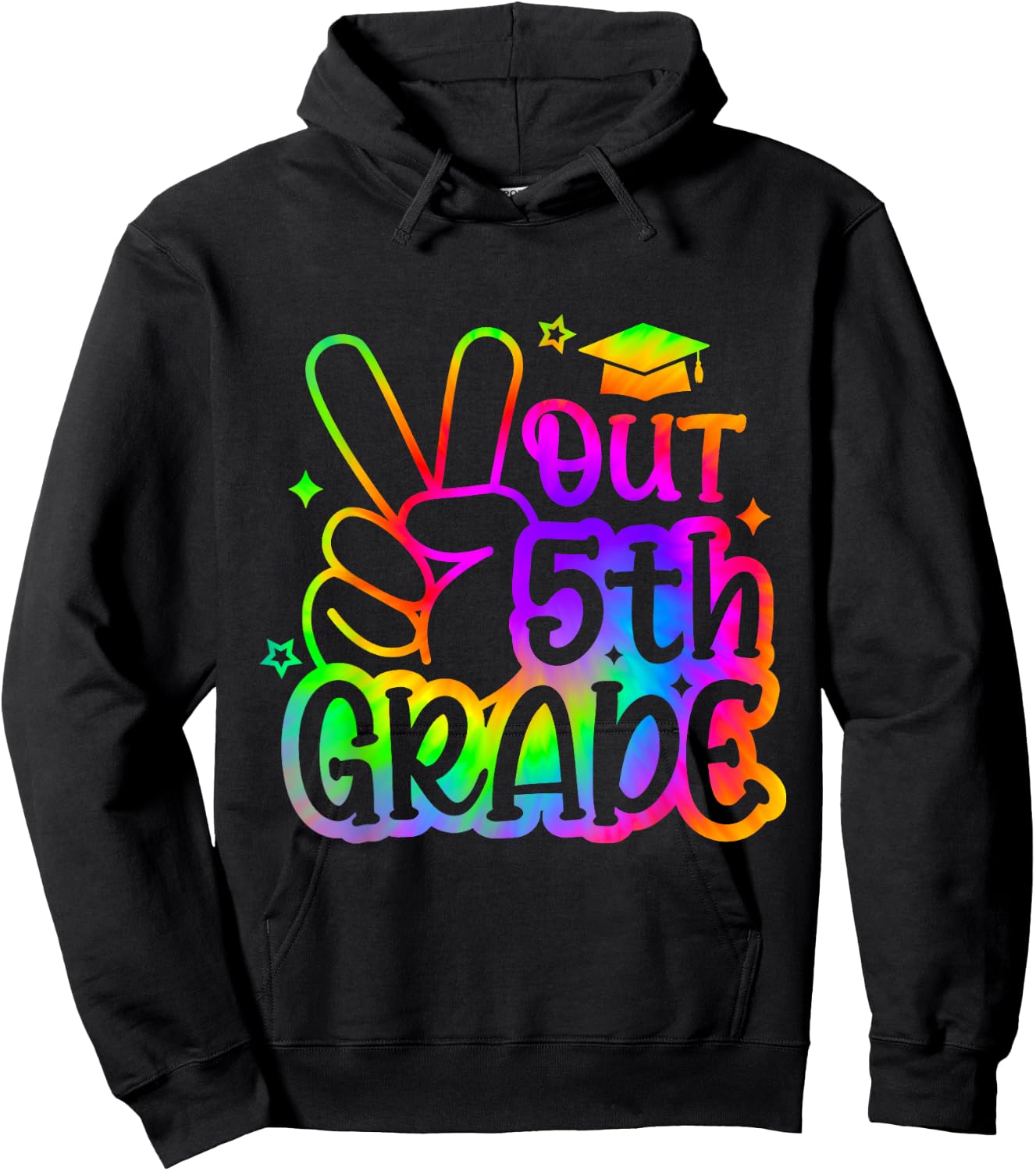 Peace Out 5th Grade Tie Dye Last Day School 2025 Hoodie - Hoodie | Black