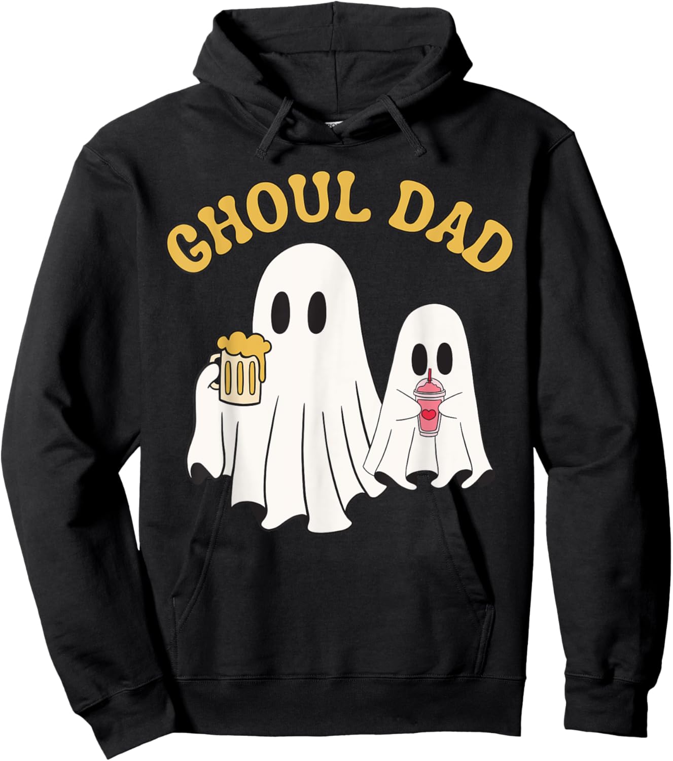 Ghoul Dad Funny Halloween Father Retro Ghost Daddy Beer Hoodie - Hoodie | Black
