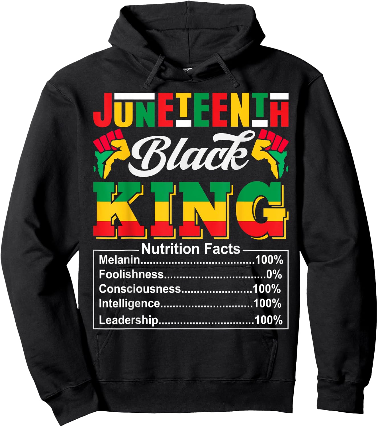 Juneteenth 1865 Black King Nutritional Facts Juneteenth Men Hoodie - Hoodie | Black