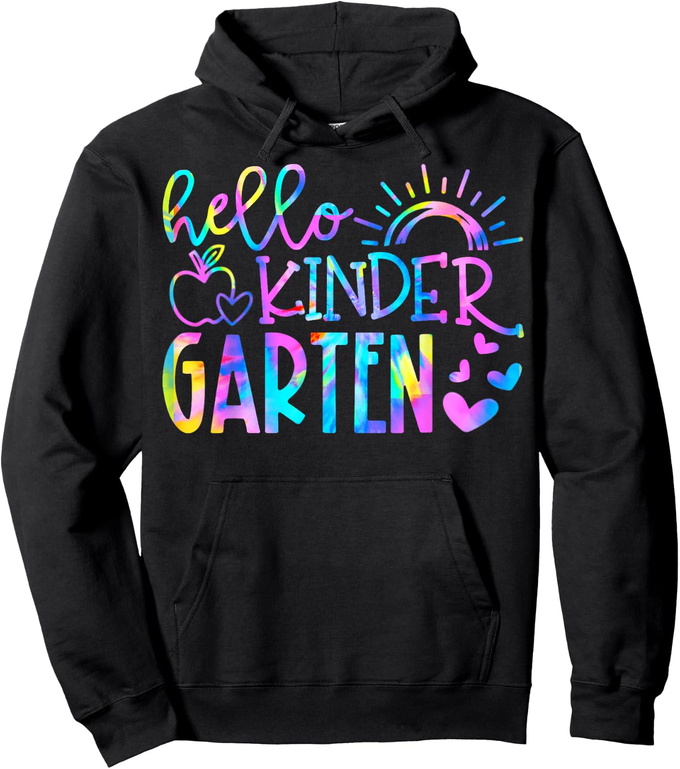 Hello Kindergarten Tie Dye Back To School Kinder Teacher Kid Hoodie - Hoodie | Black