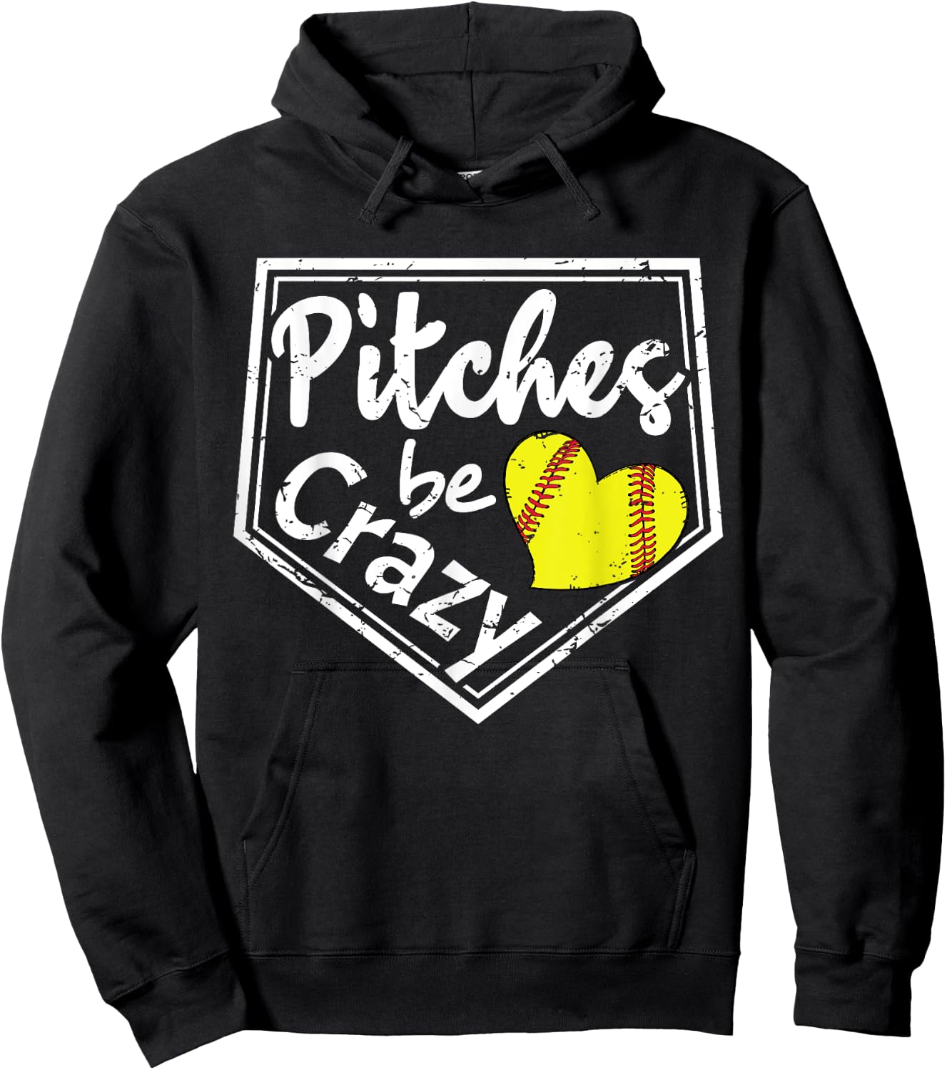 Pitches Be Crazy Softball Player Funny Hoodie - Hoodie | Black