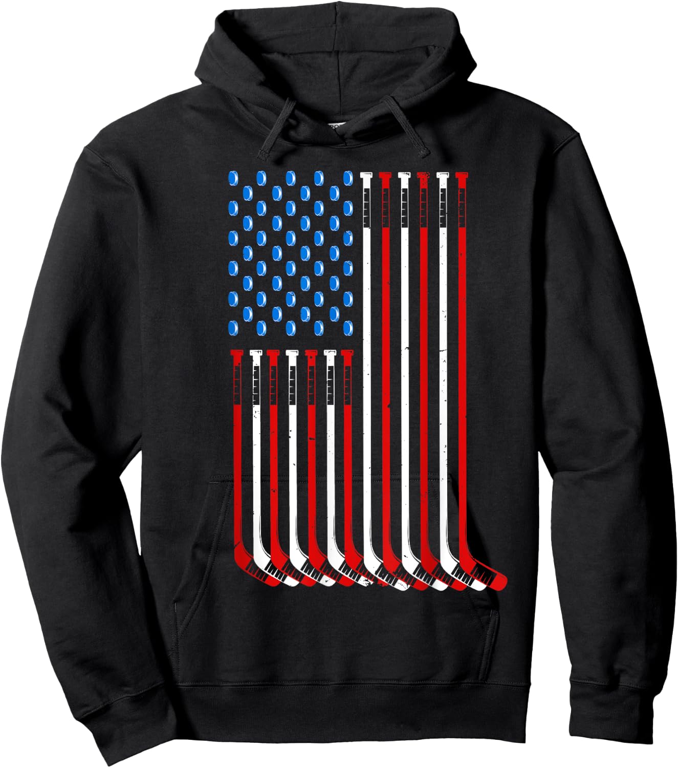 Cool Hockey Art Women American Flag Hockey Goalie Hoodie - Hoodie | Black