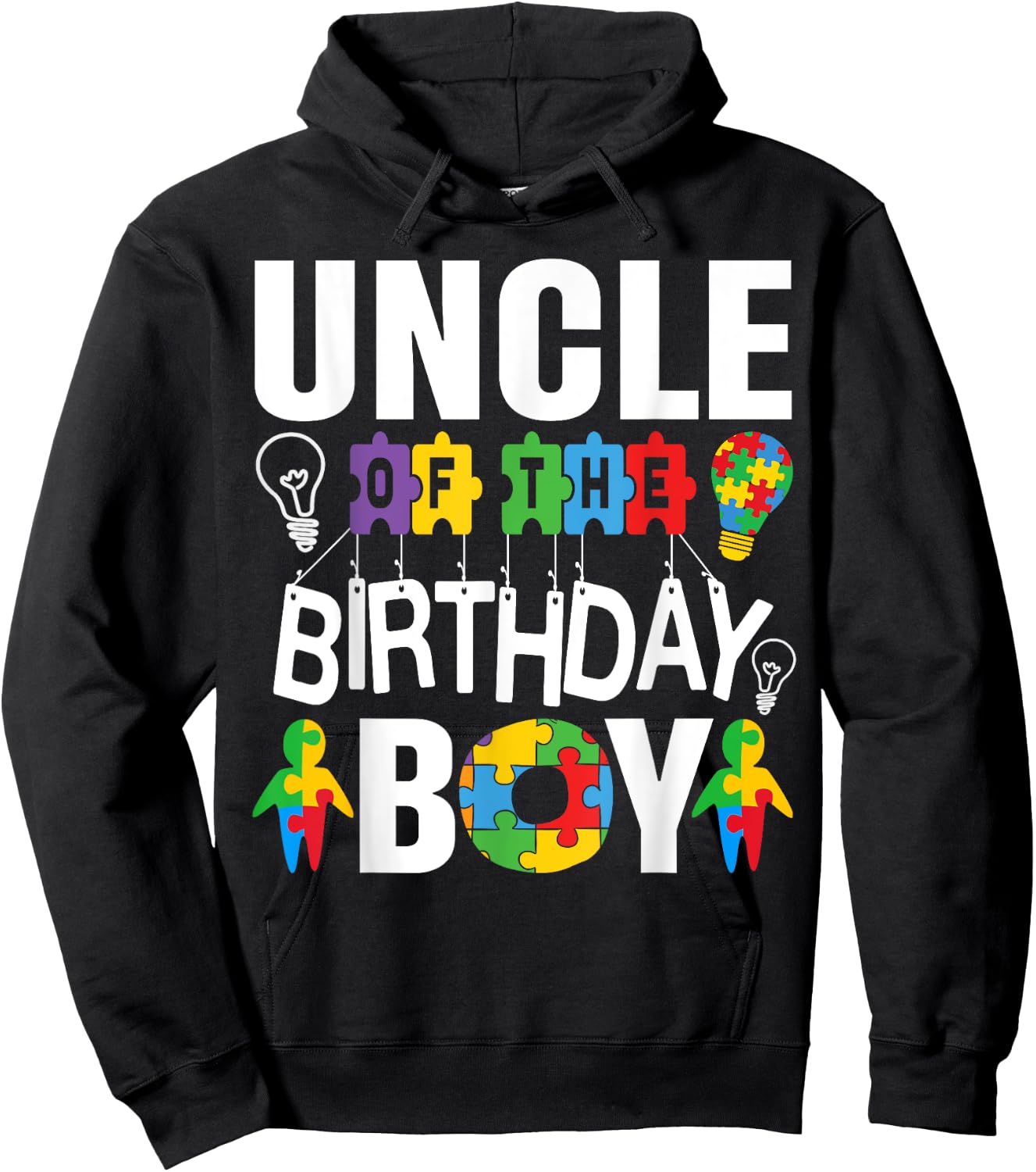 Uncle Of The Birthday Boy Autism Hoodie - Hoodie | Black