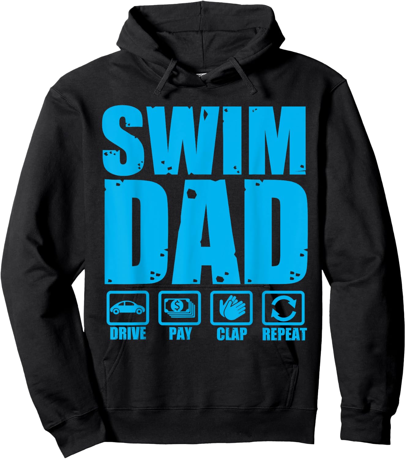Funny Swim Dad Proud Swimmer Father Humor Fathers Day Hoodie - Hoodie | Black