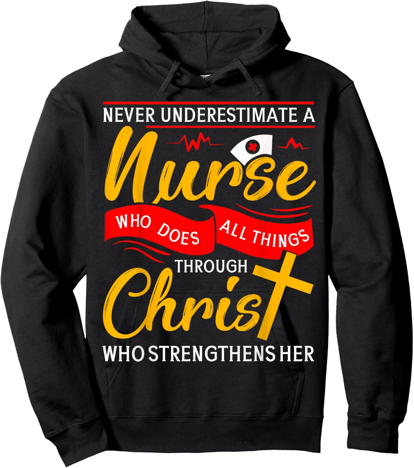 Nurse Christ - cute nurse nursing gift quote woman gift Hoodie - Hoodie | Black