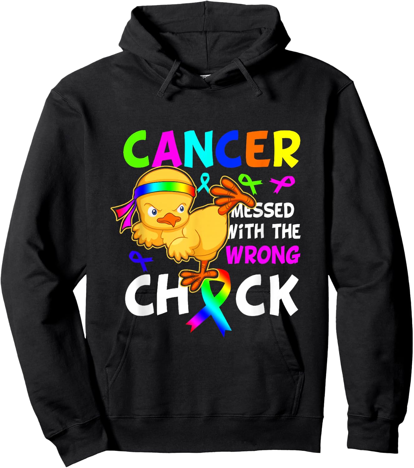 Cancer Messed With Wrong Chick Funny Cancer Warrior Hoodie - Hoodie | Black
