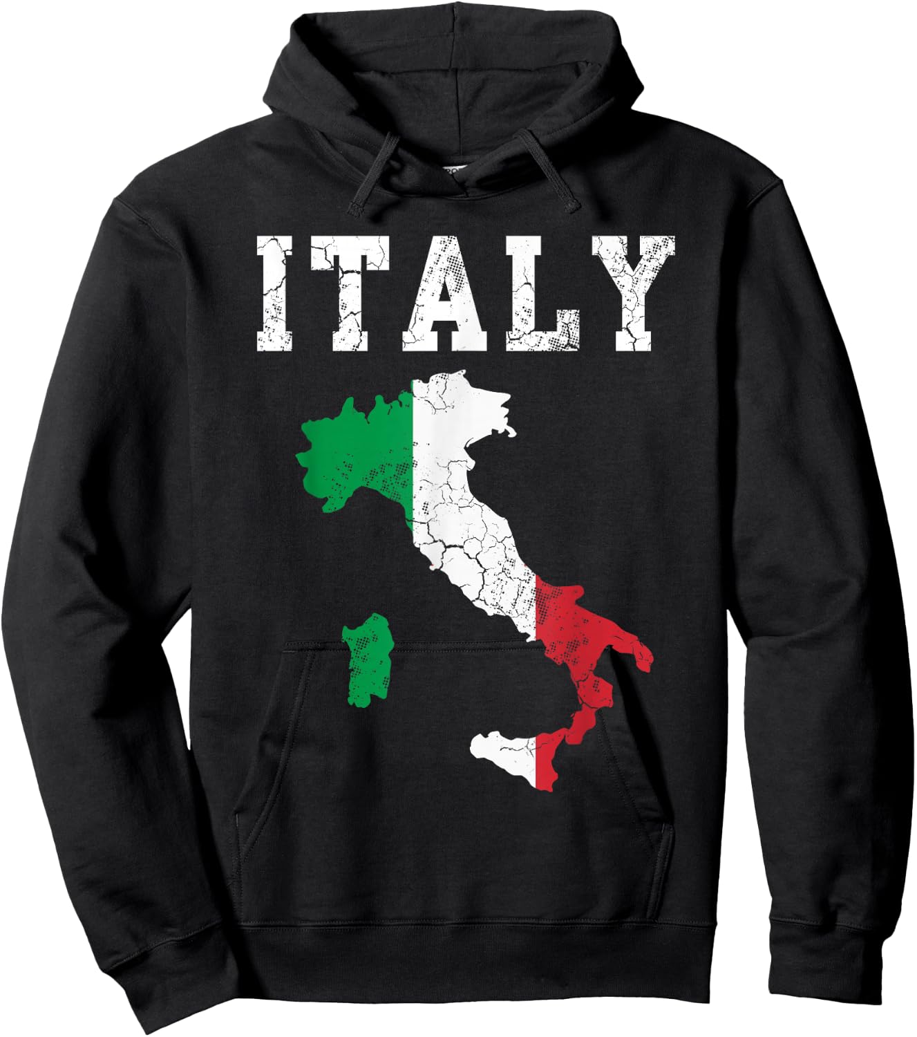 Italy Italia Flag Map Italian Vintage Fade Hoodie - Hoodie | Black