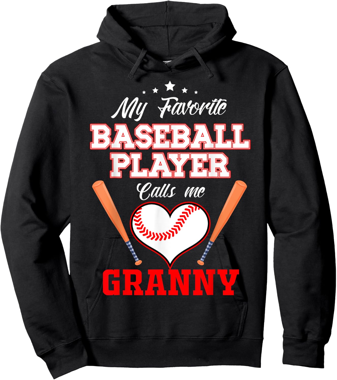 My Favorite Baseball Player Calls Me Granny Sport Mother's Hoodie - Hoodie | Black