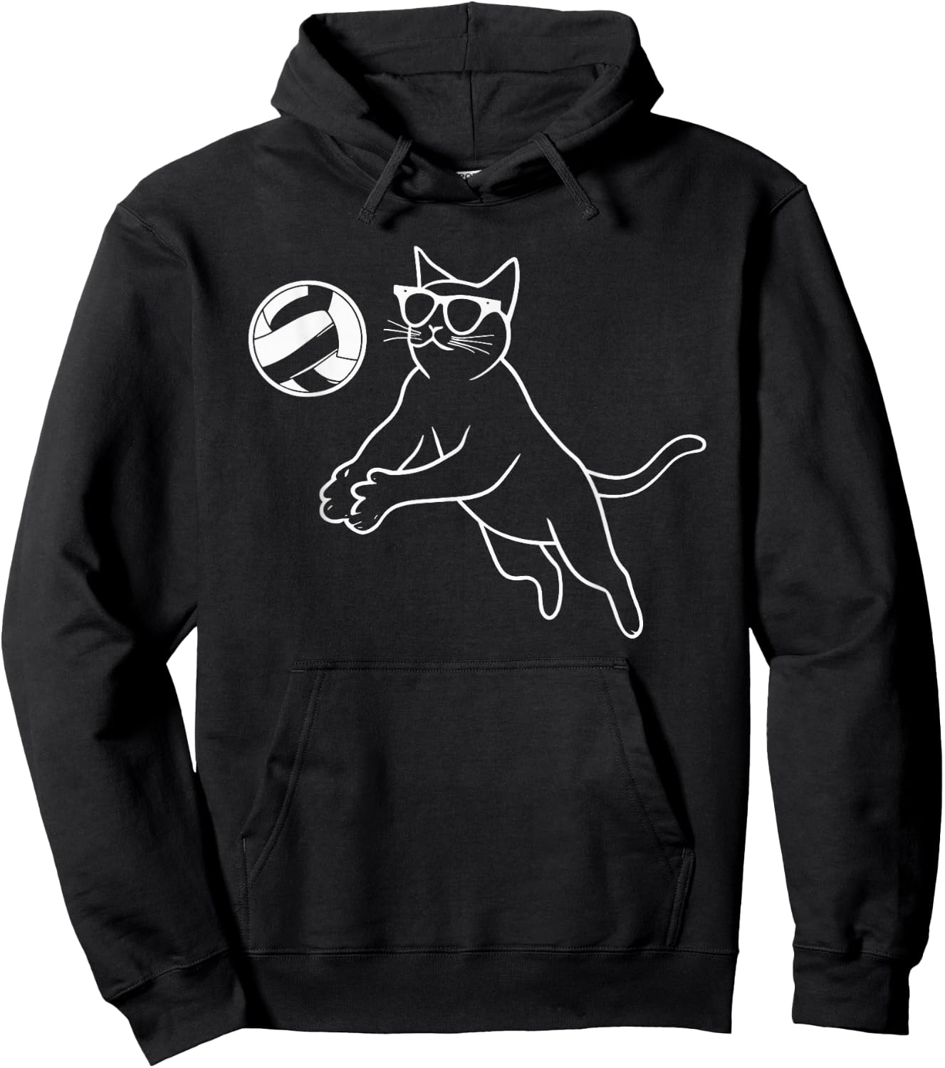 Cat Wearing Sunglasses Volleyball Cat Hoodie - Hoodie | Black