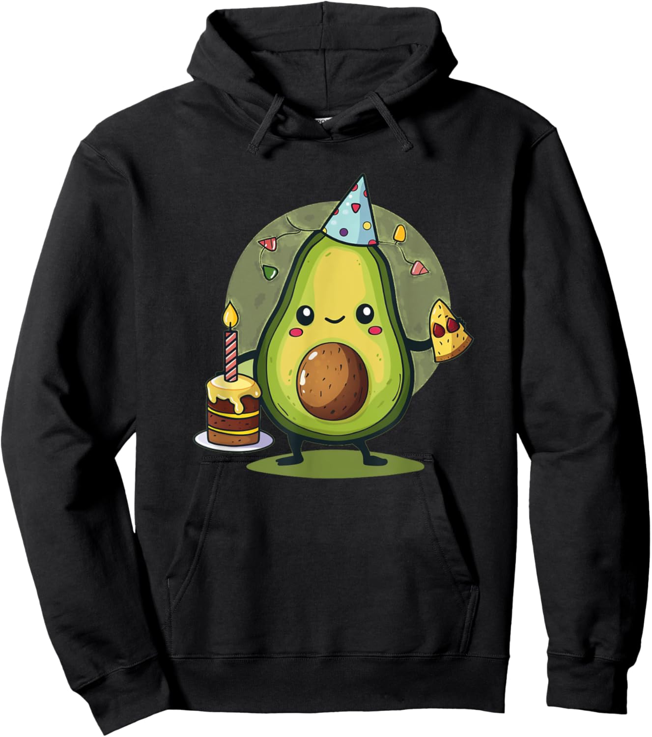 Party Fruit with Hat and Birthday Cake for Avocado Lovers Hoodie - Hoodie | Black