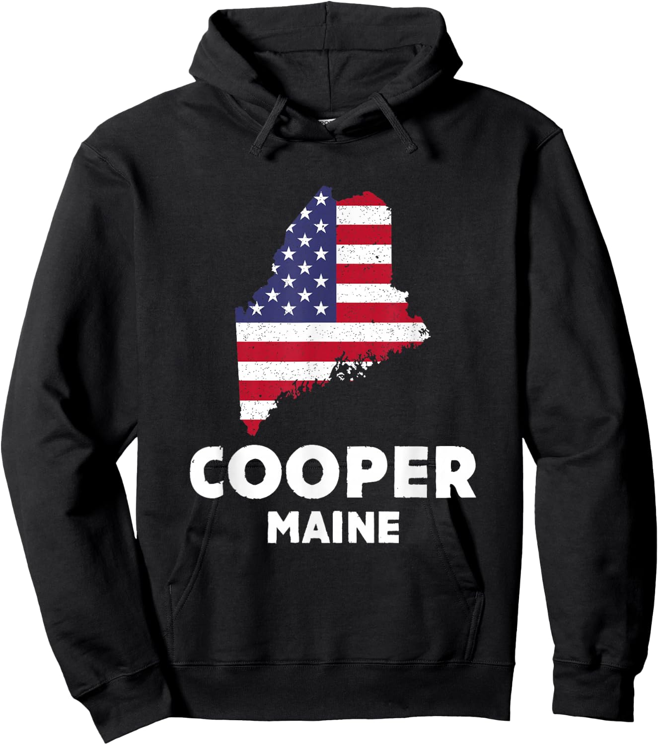 Distressed Patriotic USA Flag Cooper, Maine Hoodie - Hoodie | Black