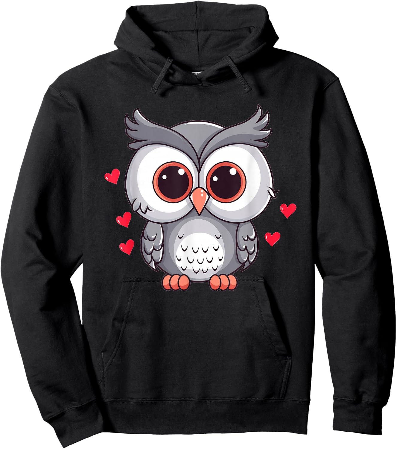 Cute Owl With Hearts I Owl Hoodie - Hoodie | Black