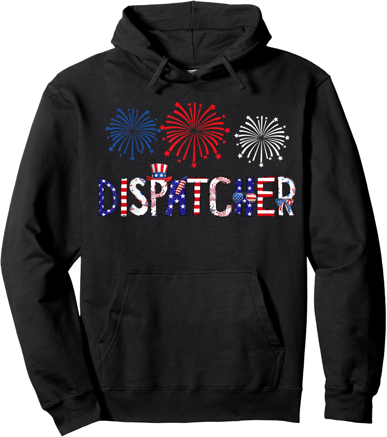 Dispatcher Costume American Flag Fireworks Funny Job Hoodie - Hoodie | Black