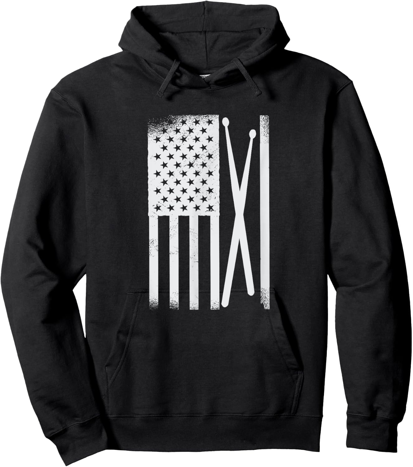 American Flag Drumsticks USA Drummers Vintage Drum Sticks Kids Men Hoodie - Hoodie | Black