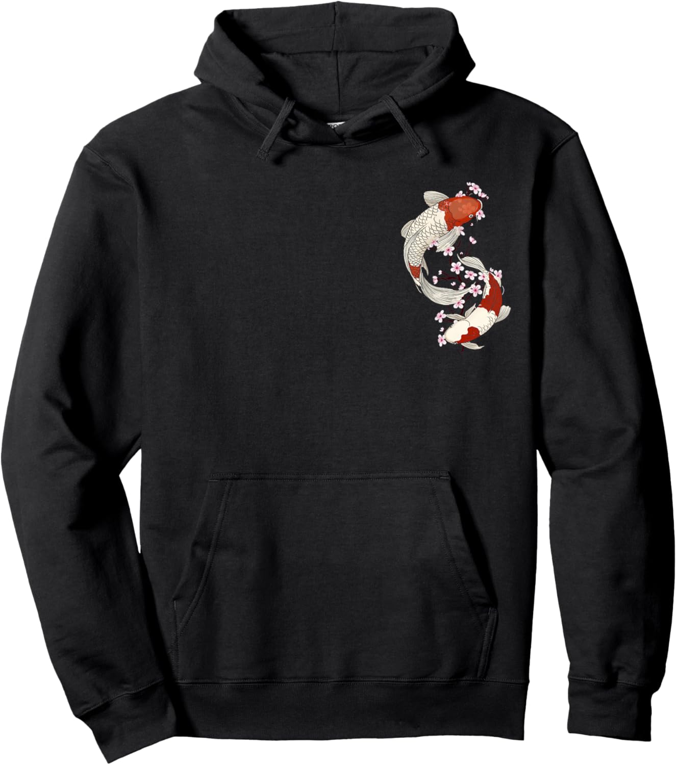 Japanese Koi Fish and Cherry Blossom Floral art Hoodie - Hoodie | Black