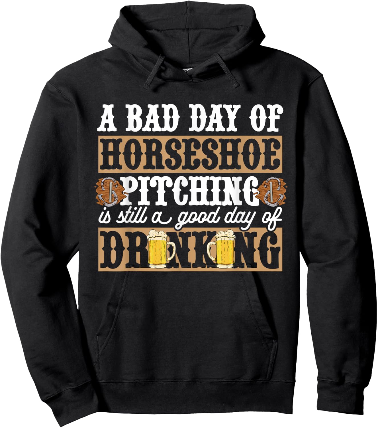Horseshoes Game Beer Drinking Horseshoe Pitching Hoodie - Hoodie | Black