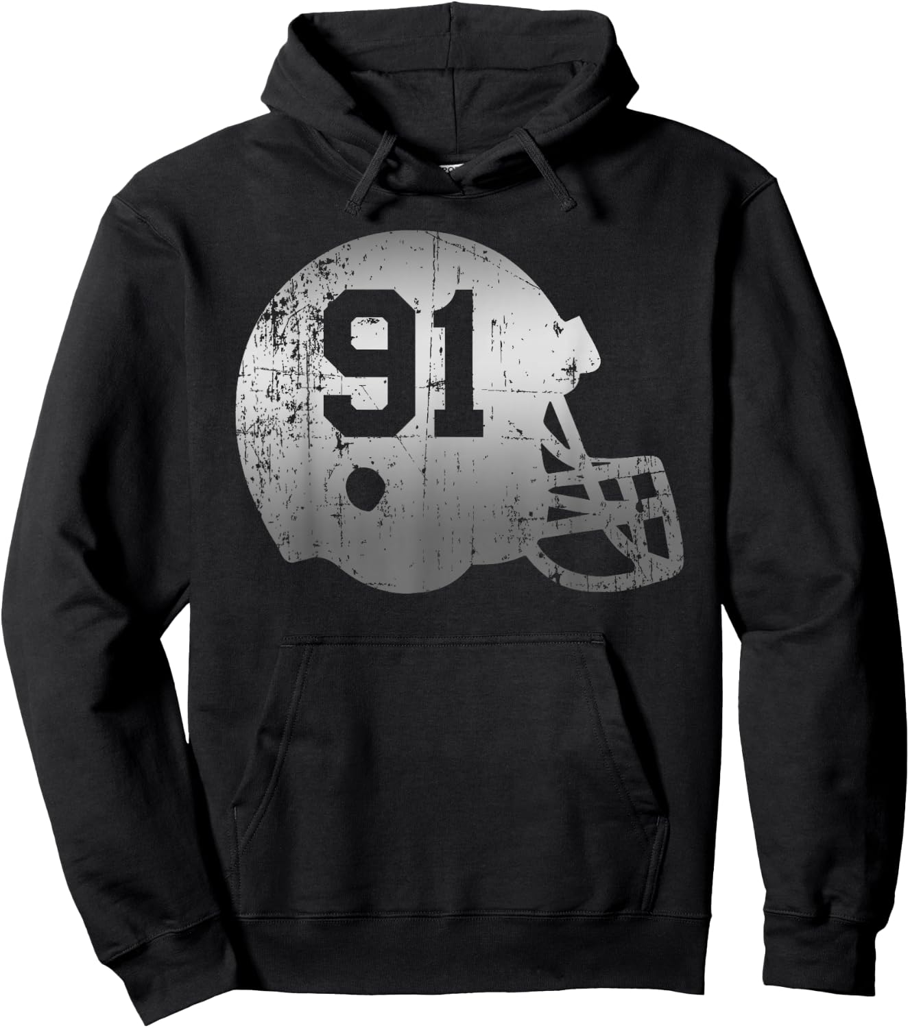 Vintage Football 91 Jersey Number Hoodie - Hoodie | Black