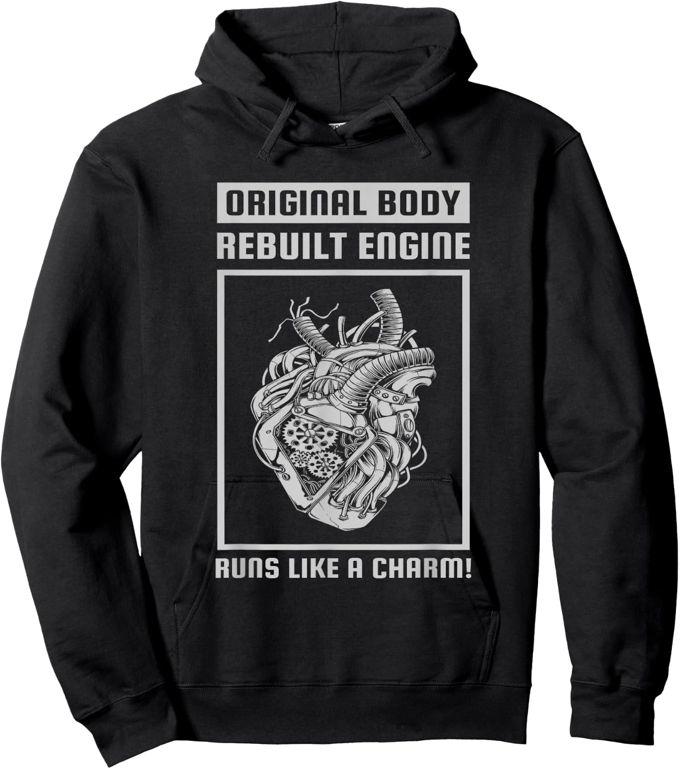 Original Body Rebuilt Engine Runs Like A Charm Open Heart Hoodie - Hoodie | Black