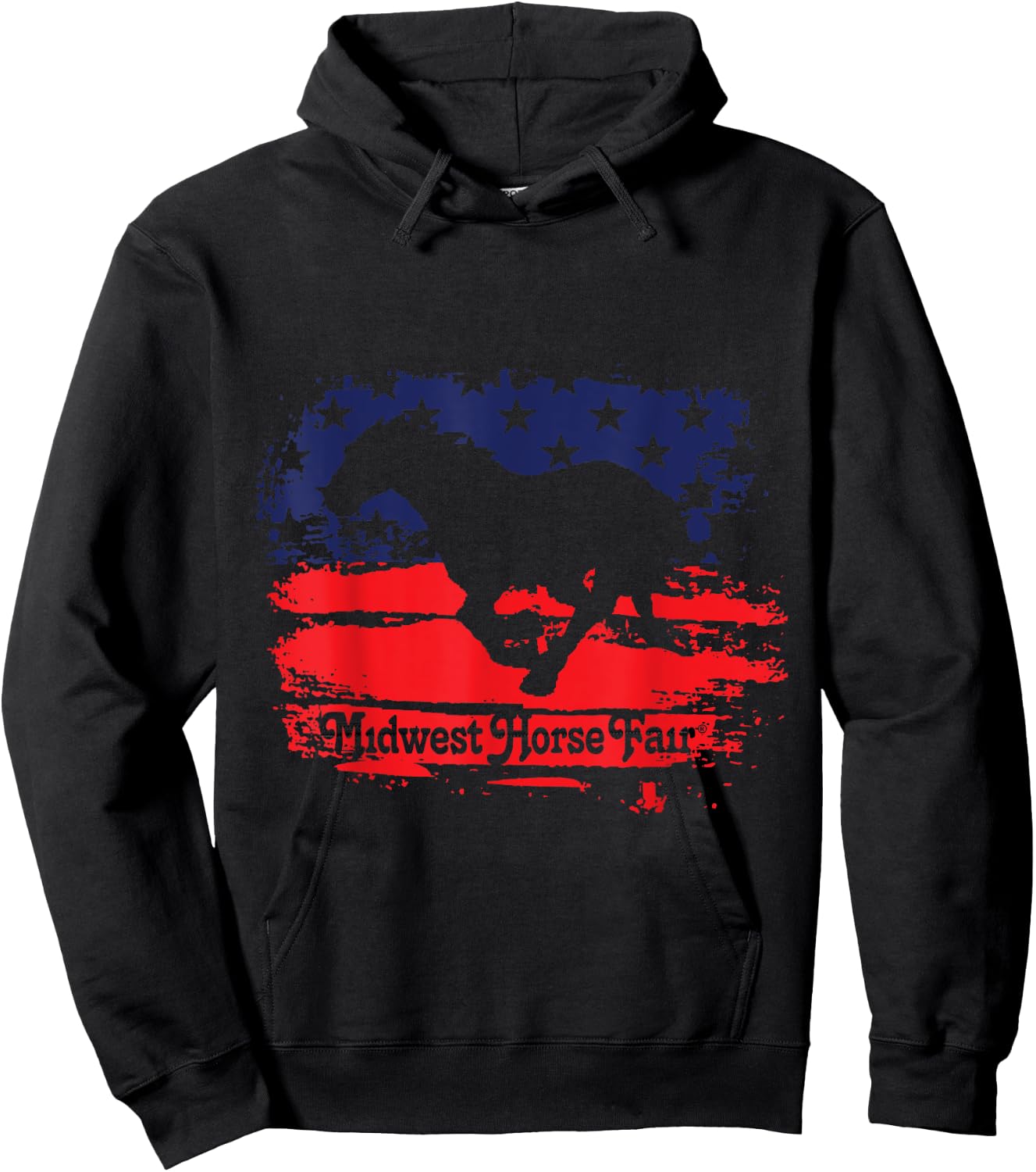 Midwest Horse Fair Red/White/Blue Flag Hoodie - Hoodie | Black