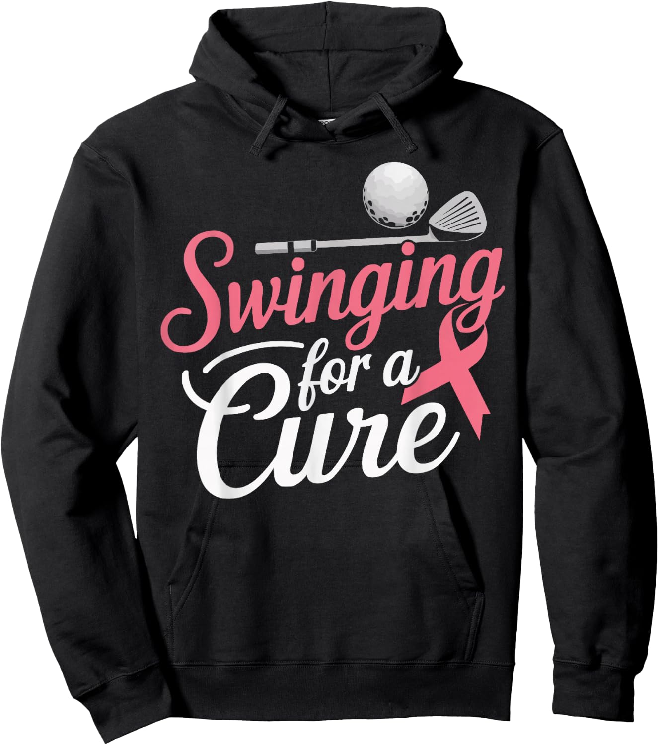 Golf Breast Cancer Awareness Month Golfer Pink Ribbon Hoodie - Hoodie | Black