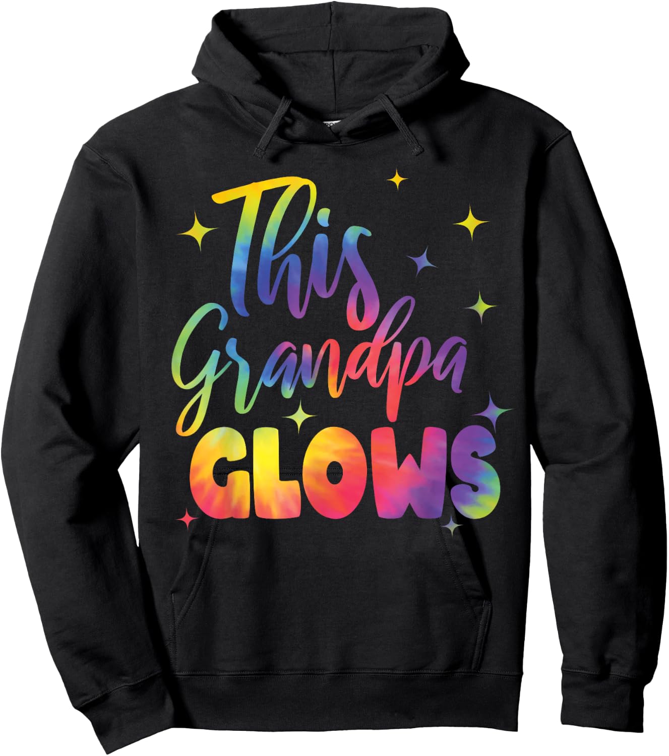 This Grandpa Glows Cute Tie Dye Bright Colors 80's And 90's Hoodie - Hoodie | Black