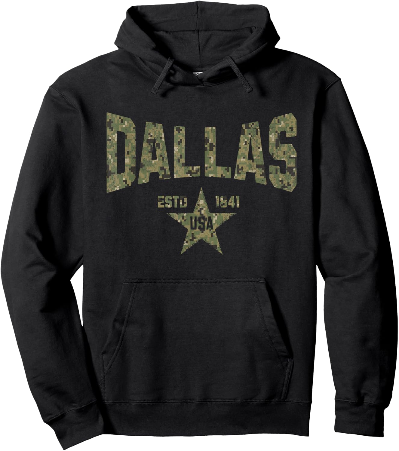 Camo Souvenir USA Star Dallas Texas Hoodie - Hoodie | Black