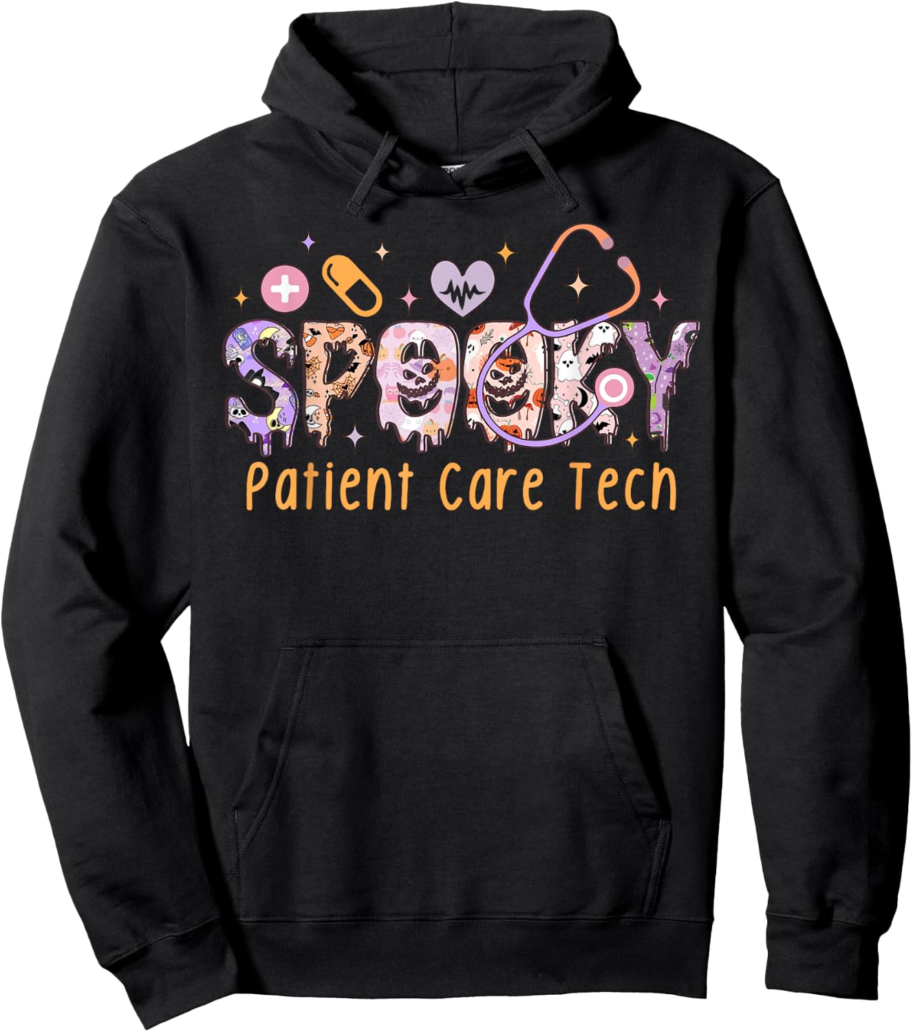 Spooky Patient Care Tech PCT Healthcare Aide Halloween Hoodie - Hoodie | Black