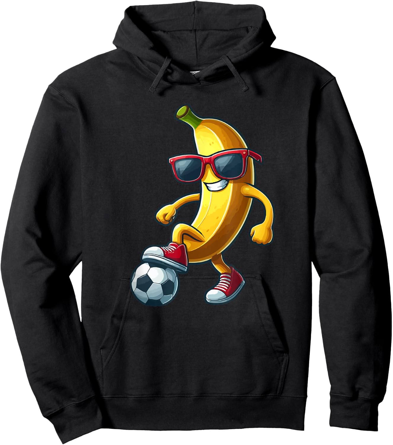 Banana Sunglasses Playing Soccer Funny Fruit Sport Player Hoodie - Hoodie | Black