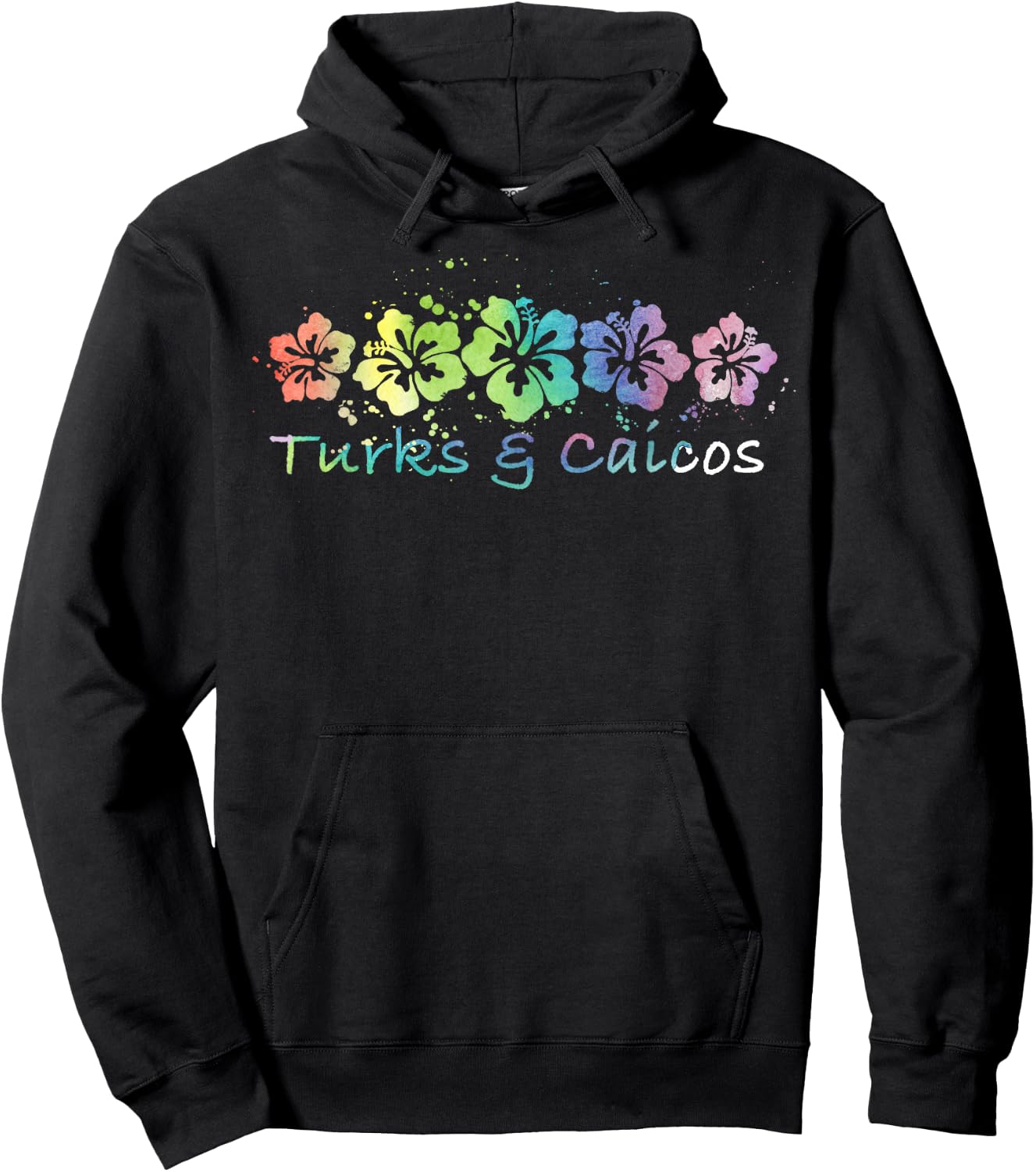 Turks & Caicos Watercolor Beach Design/Travel Surf Hoodie - Hoodie | Black