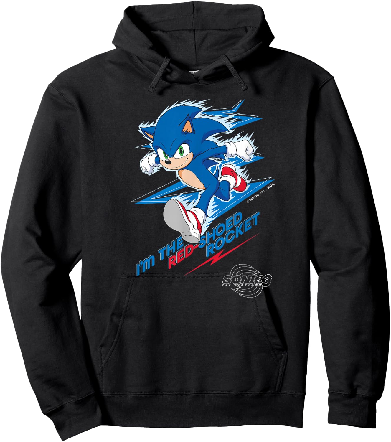 Sonic The Hedgehog 3 - Sonic I'm The Red-Shoed Rocket Hoodie - Hoodie | Black