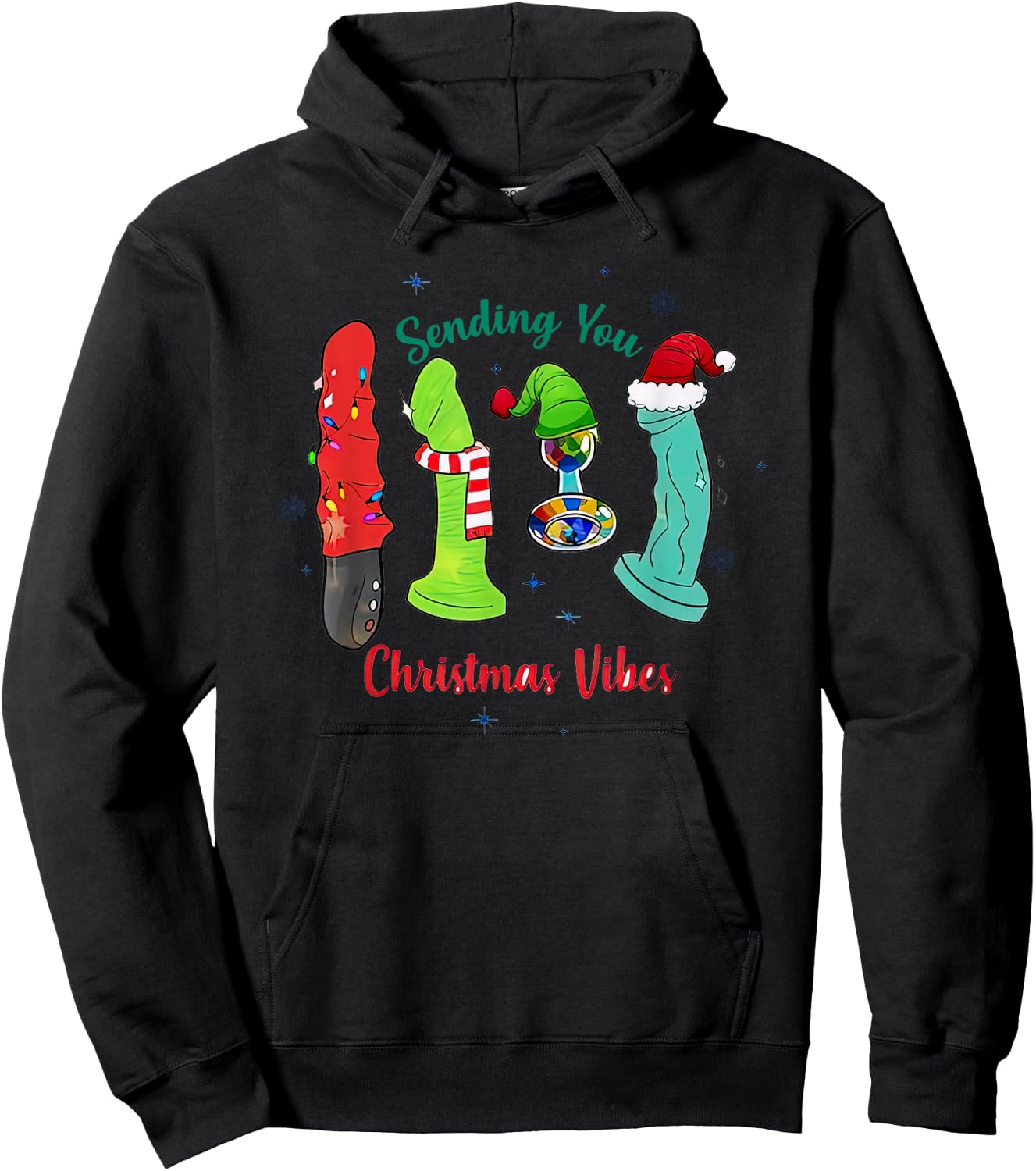 Sending You Gift Christmas Vibes Hoodie - Hoodie | Black