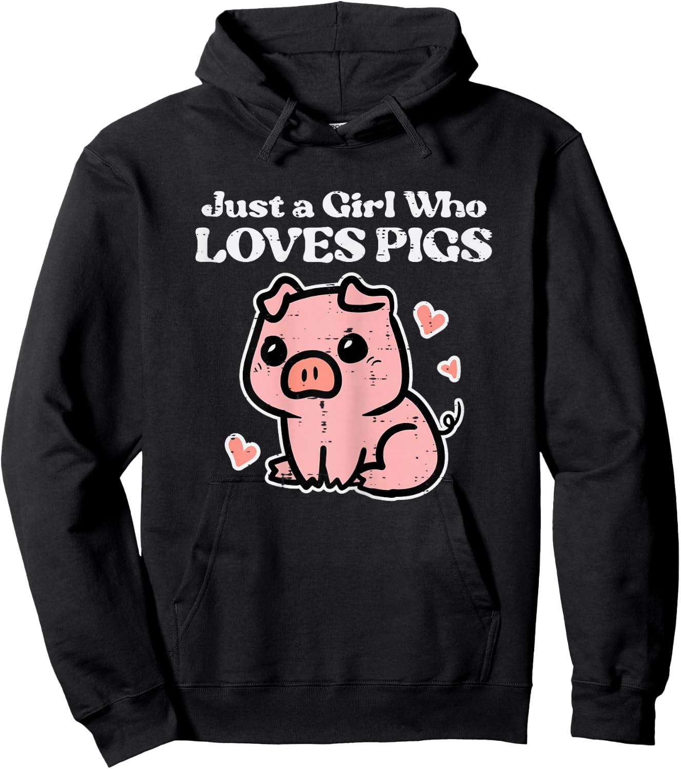 Just A Girl Who Loves Pigs Cute Hog Swine Toddler Girls Kids Hoodie - Hoodie | Black