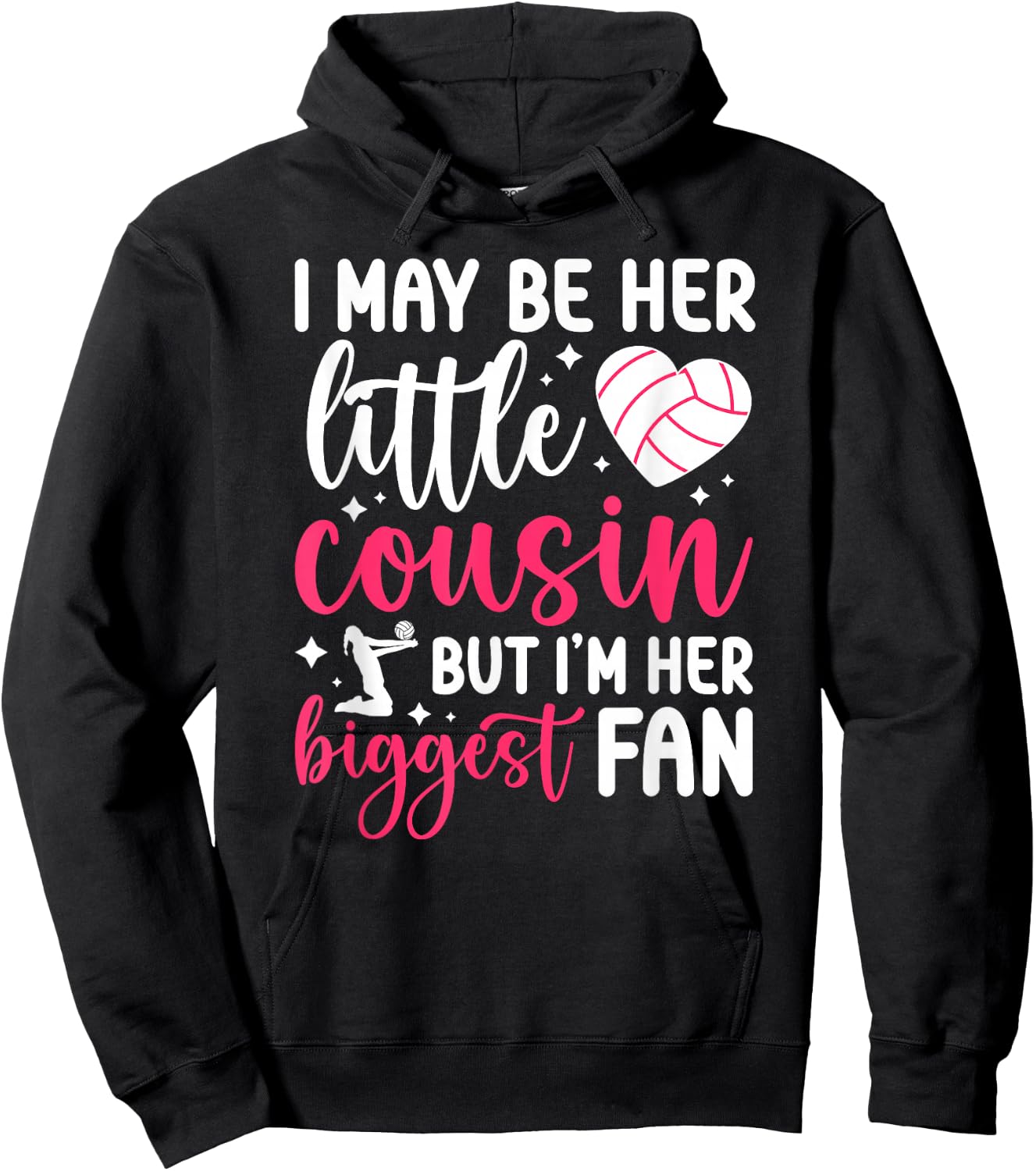 Her Biggest Fan Volleyball Cousin Volleyball Player Cousin Hoodie - Hoodie | Black