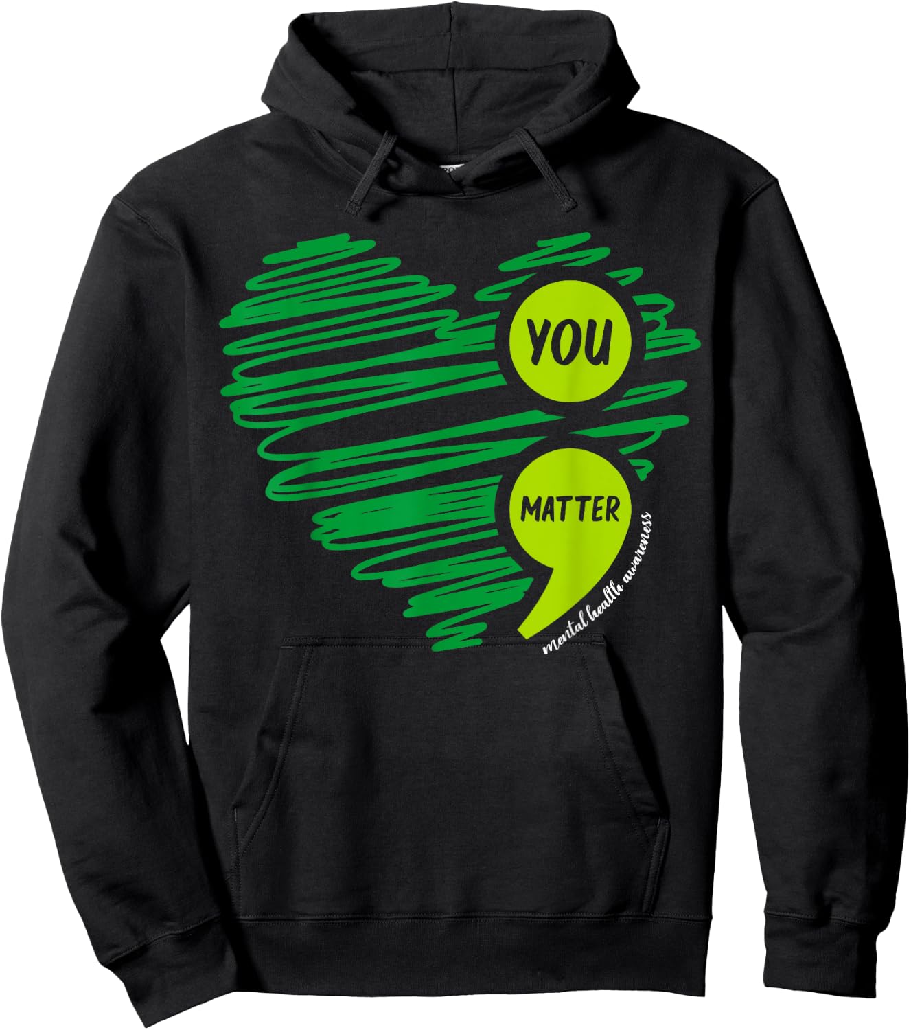 You Matter Semicolon Heart Mental Health Awareness Month Hoodie - Hoodie | Black