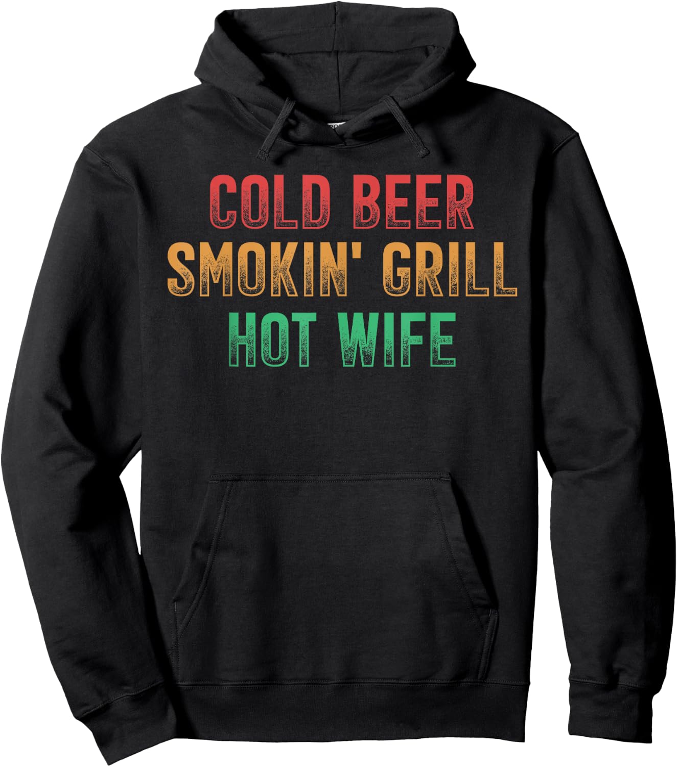 Cold Beer - Smokin' Grill - Hot Wife - Retro Style Hoodie - Hoodie | Black