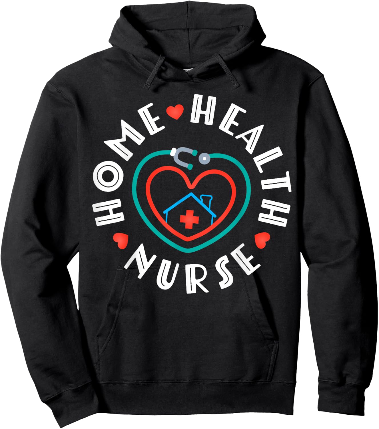 Home Health Nurse Heart Stethoscope Hoodie - Hoodie | Black