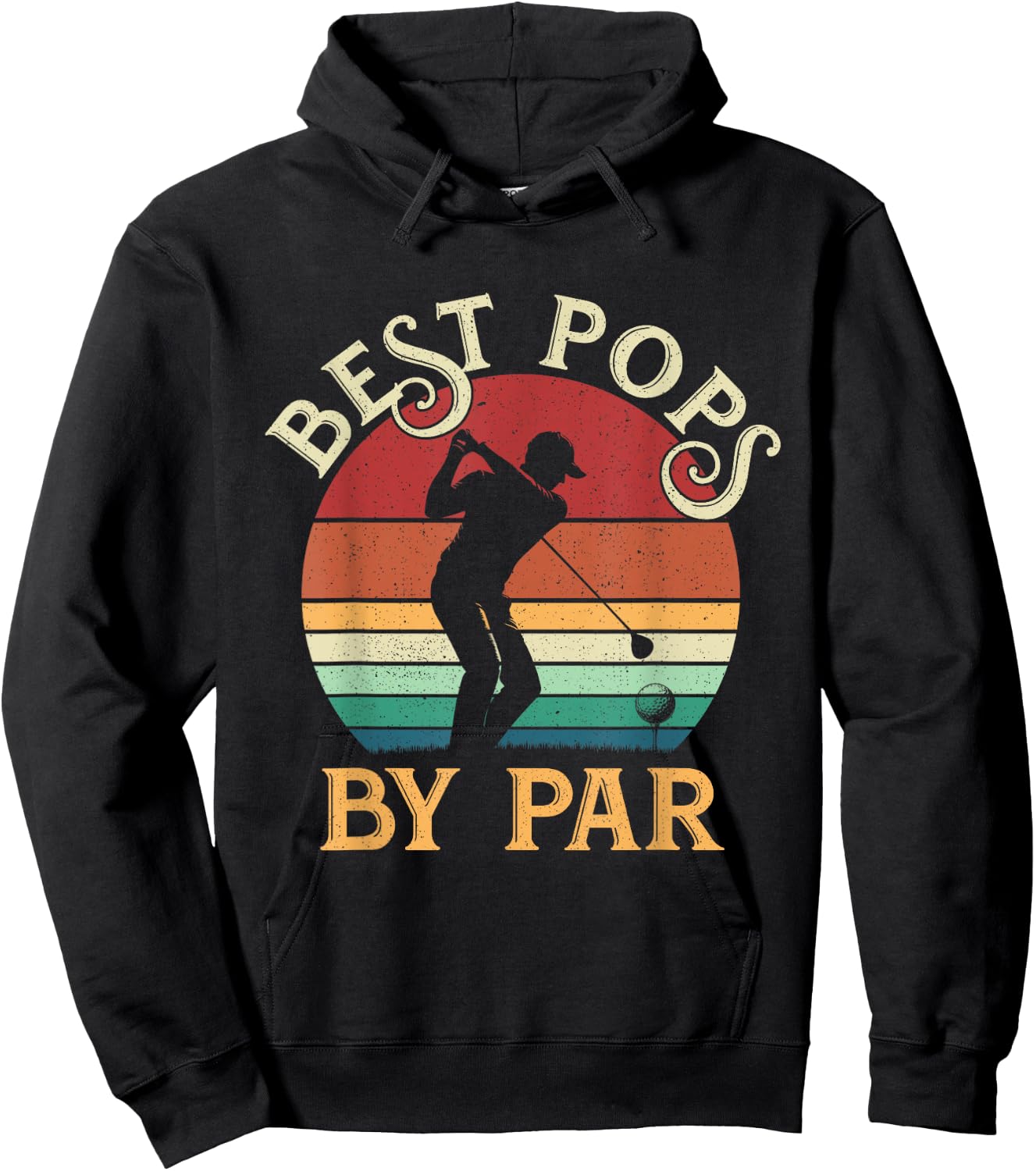 Vintage Best Pops By Par Father's Day Golfing Golf Lovers Hoodie - Hoodie | Black
