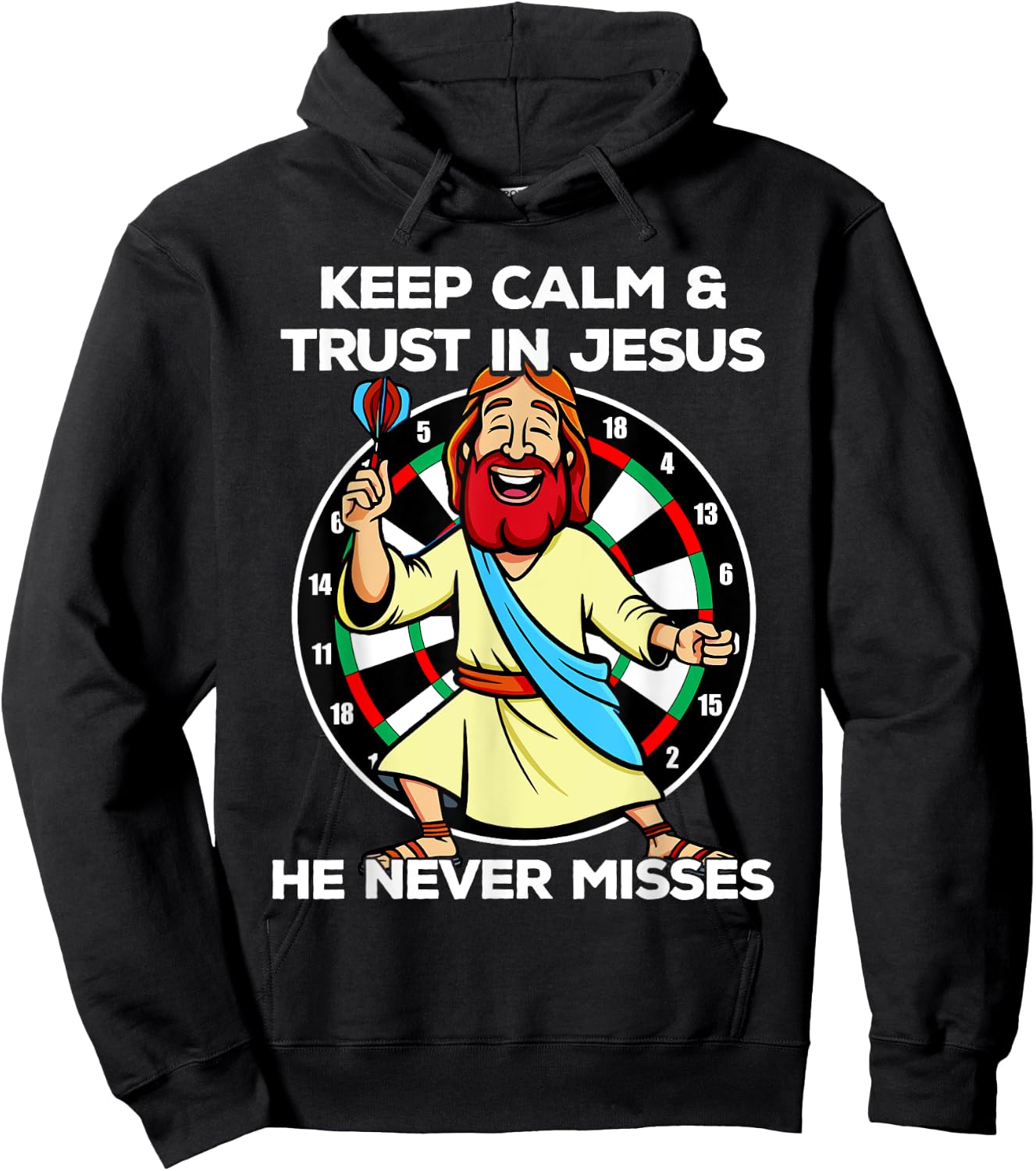 Jesus as a dart player Keep calm and trust in Jesus Darts Hoodie - Hoodie | Black