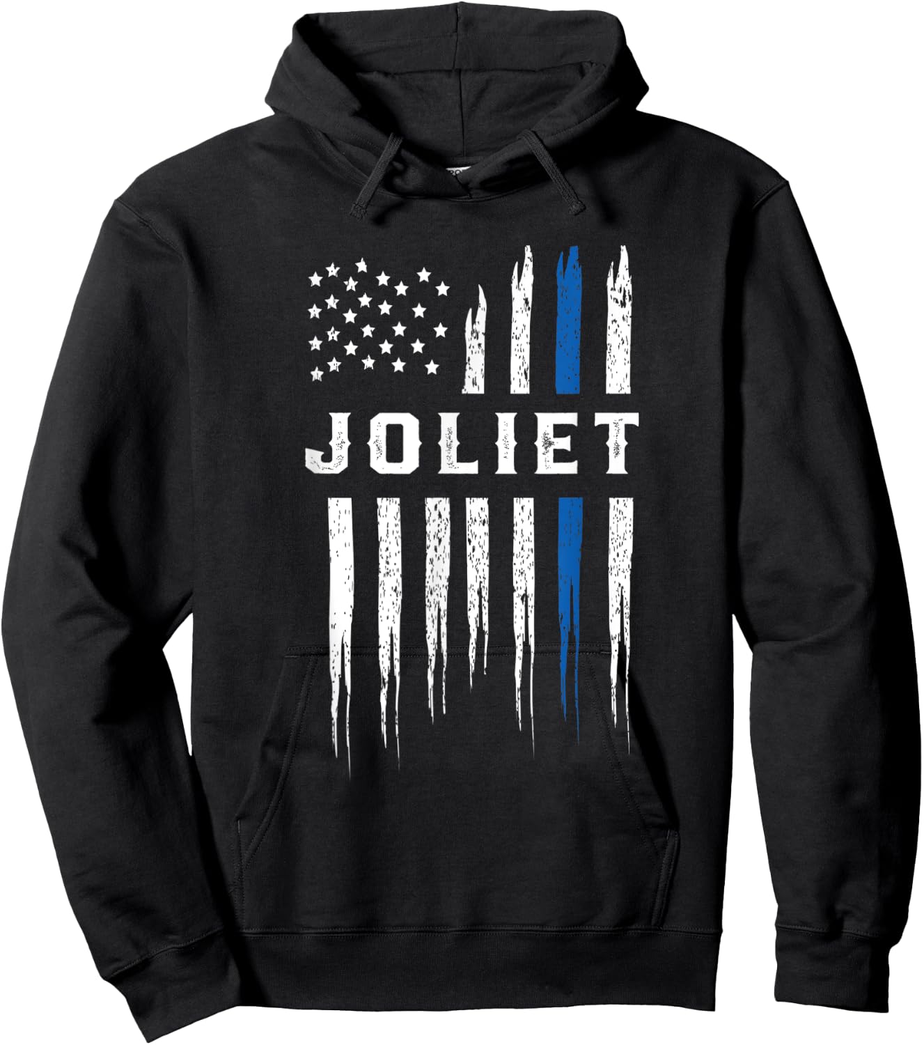 Thin Blue Line Heart Joliet Police Officer Illinois Cops Hoodie - Hoodie | Black