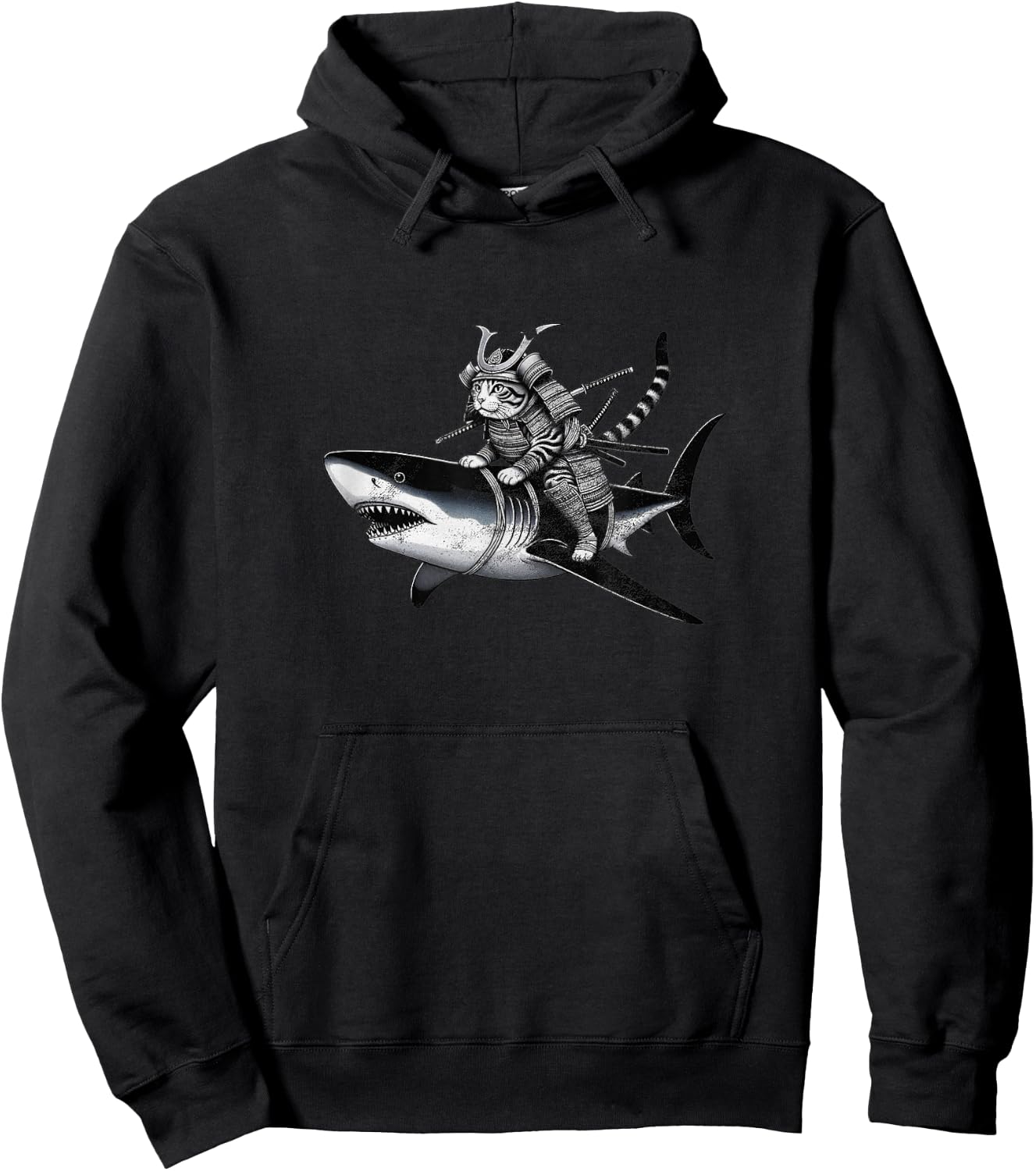 Retro Ninja Japanese Cat Shark Hoodie - Hoodie | Black