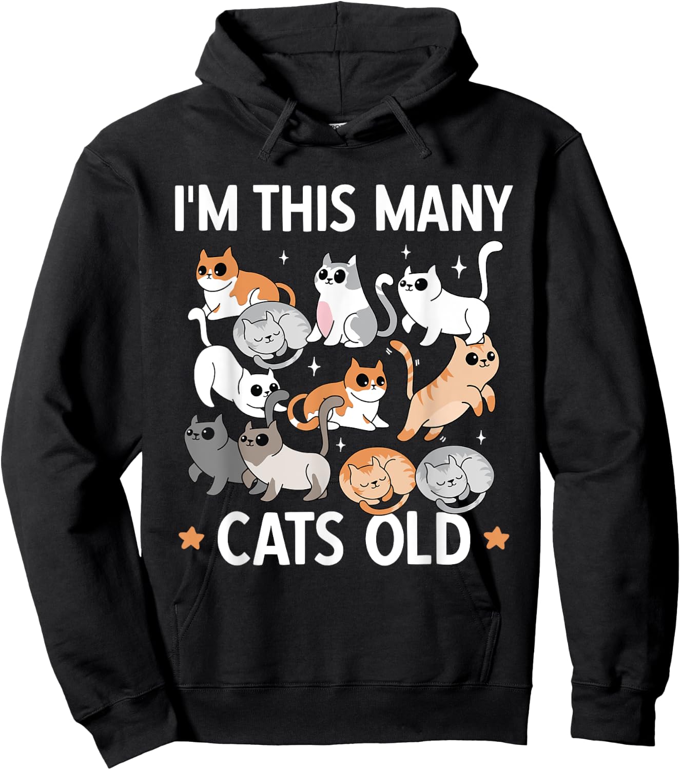 I'm This Many Cats Old 11th Birthday Party Kitten Cat Hoodie - Hoodie | Black